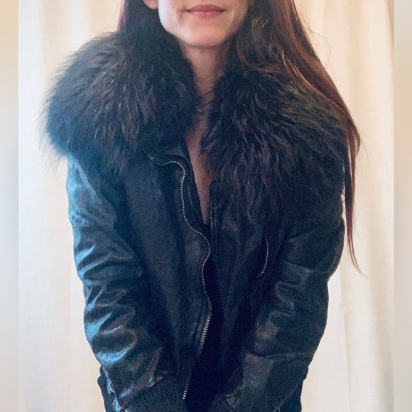 Giorgio Brato Leather Jacket with Removable Fur. Size 46z - Picture 5 of 15